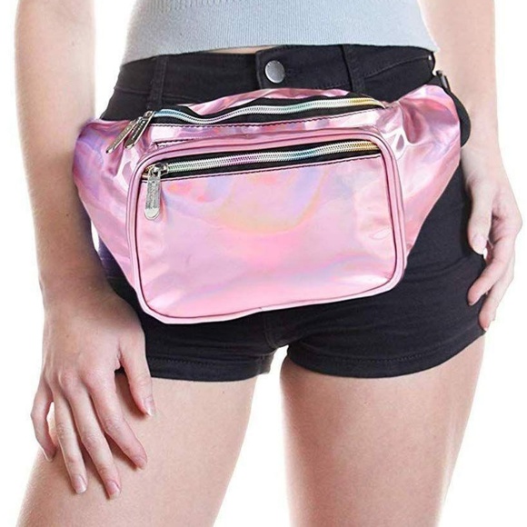 Handbags - Adjustable Holographic Fanny Pack in Pink